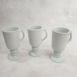 3 Vtg Hall Footed Goblet Mugs White 6” Tall Made in USA Replacement 1272